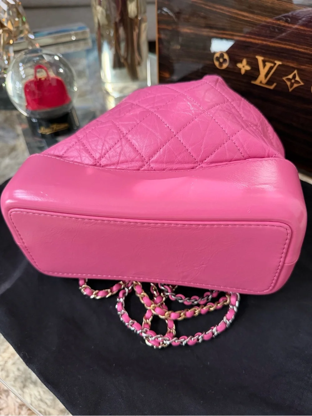 CHANEL Hot Pink Quilted Leather Drawstring Bucket Bag